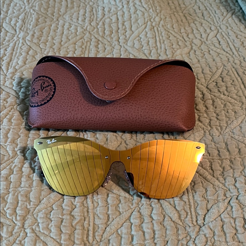 Ray-Ban Gold Lens Sunglasses with Brown Case